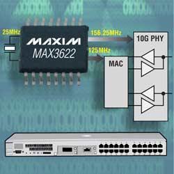 MAX3622：Maxim網絡設備用超低抖動、兩路輸出時鐘發(fā)生器