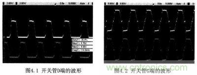 開(kāi)關(guān)管D端的波形與開(kāi)關(guān)管G端的波形
