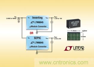 全集成型負(fù)輸出、升壓或降壓-升壓型µModule 轉(zhuǎn)換器可提供高達(dá)700mA