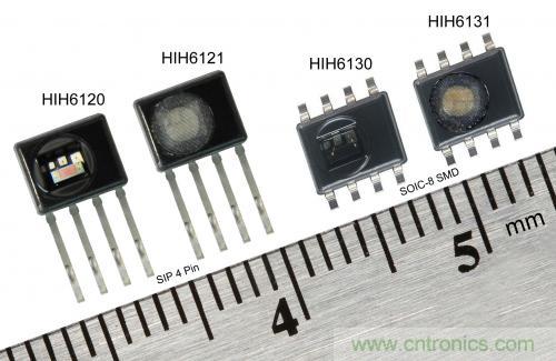 圖2：霍尼韋爾HumidIcon數(shù)字式溫濕度傳感器在單一小型封裝內(nèi)集成兩大功能，能在2.3Vdc低電壓下運行
