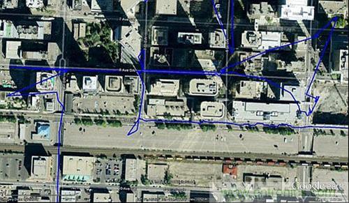 圖2：此圖顯示有多路徑干擾的獨立GPS解決方案結(jié)果