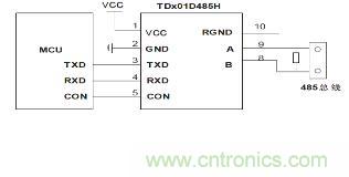 485隔離收發(fā)器應(yīng)用接線圖