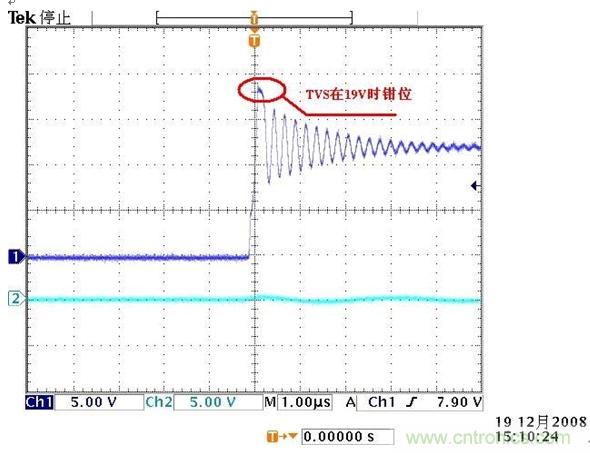 圖A2： 有TVS時(shí)輸入端波形