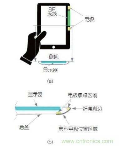 (a)側(cè)剖視圖描述；(b)電極焦點區(qū)域描述