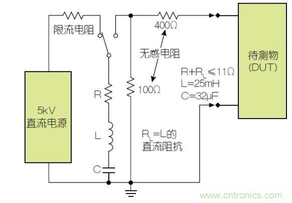 除顫器測試配置(注意較大電容)。