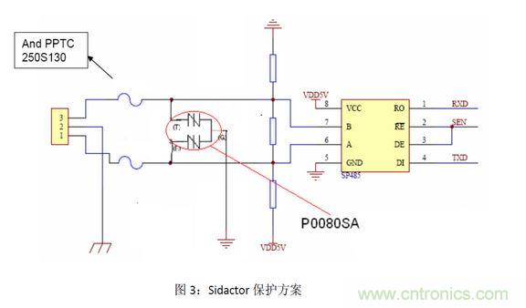 Sidactor的RS-485的保護(hù)方案