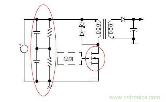 反激轉(zhuǎn)換器中的串聯(lián)大電容電路及單顆1，000VMOSFET