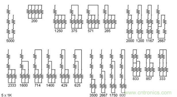 5個(gè)電阻我想出了23種組合。還有其它組合嗎？