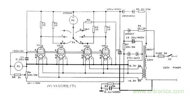 簡單實用的電子管測試裝置電路