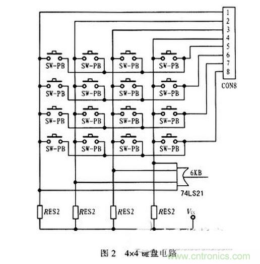 4×4鍵盤電路