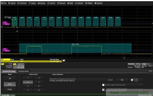 CustomDSO設置文件顯示設置文件“SPI Decode Table”關聯(lián)到了按鈕3