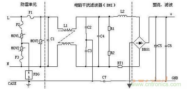 輸入濾波、整流回路原理圖