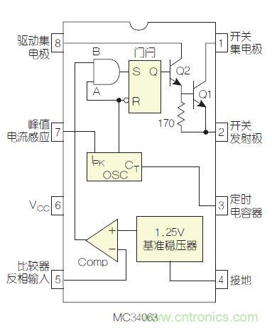 圖2：MC34063是該電路核心。