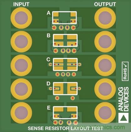 改進(jìn)低值分流電阻的焊盤(pán)布局，優(yōu)化高電流檢測(cè)精度