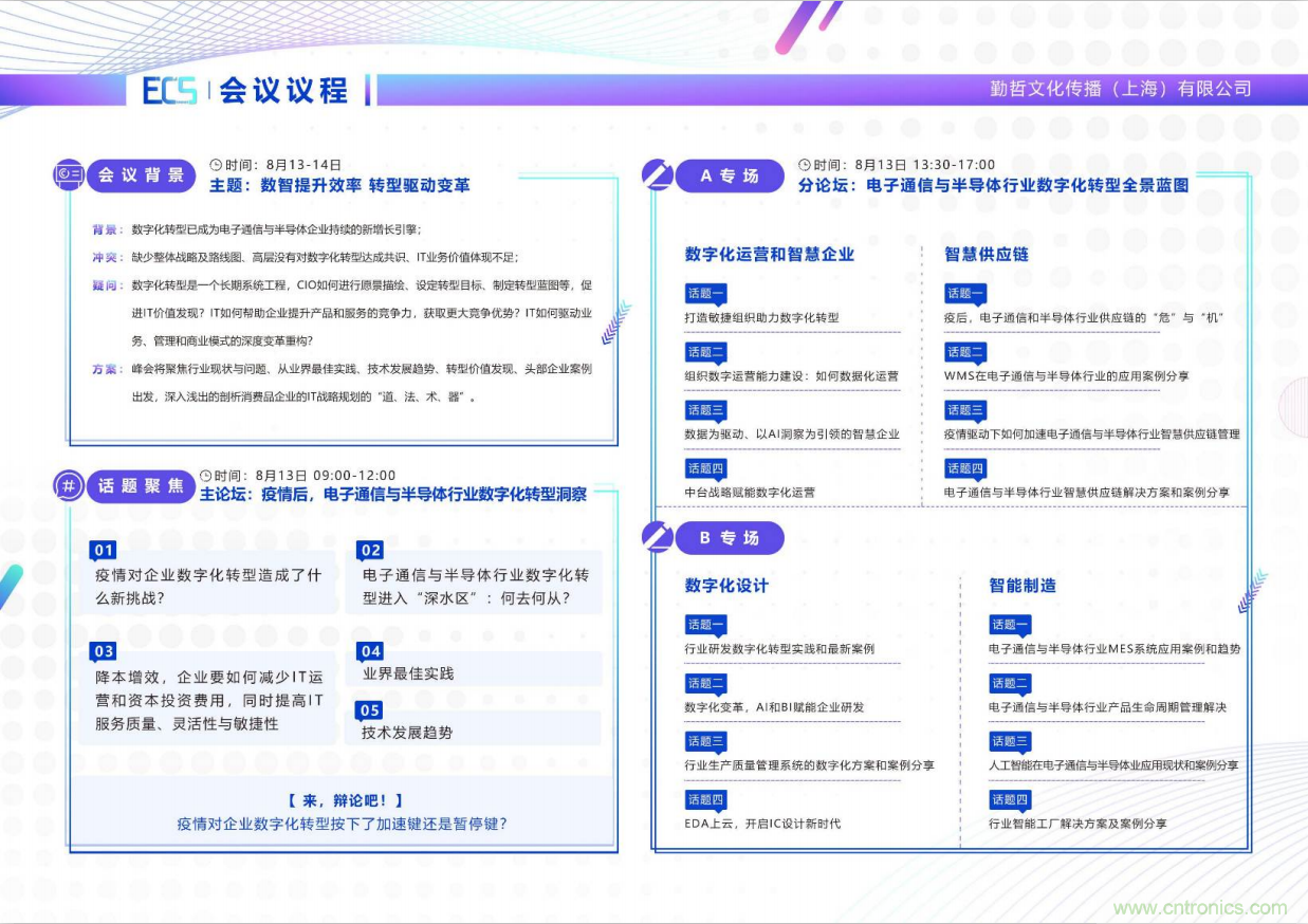 ECS 2020|第二屆中國(guó)電子通信與半導(dǎo)體CIO峰會(huì)正式啟動(dòng)！