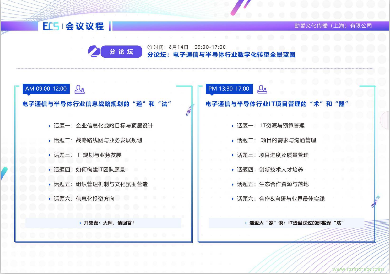 ECS 2020|第二屆中國(guó)電子通信與半導(dǎo)體CIO峰會(huì)正式啟動(dòng)！