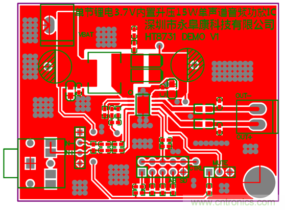 HT8731單節(jié)鋰電3.7V內(nèi)置自適應(yīng)動態(tài)升壓15W單聲道F類音頻功放IC解決方案